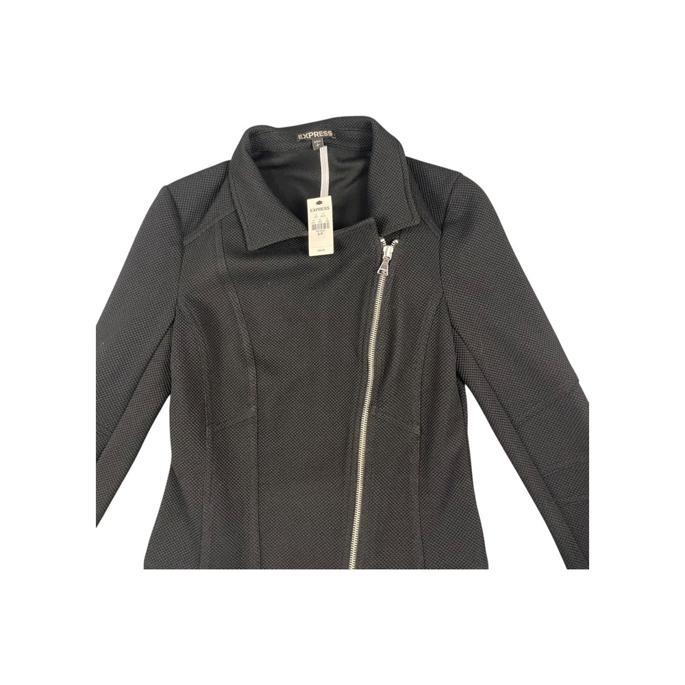 NWT EXPRESS Black Textured Moto Jacket Zipper Collar Size‎ SP